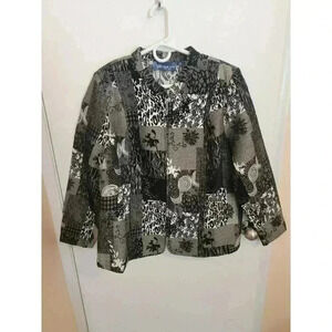 Susan Graver Jacket Womens Size XL Multicolor Floral Print Zip Maximalist Y2K